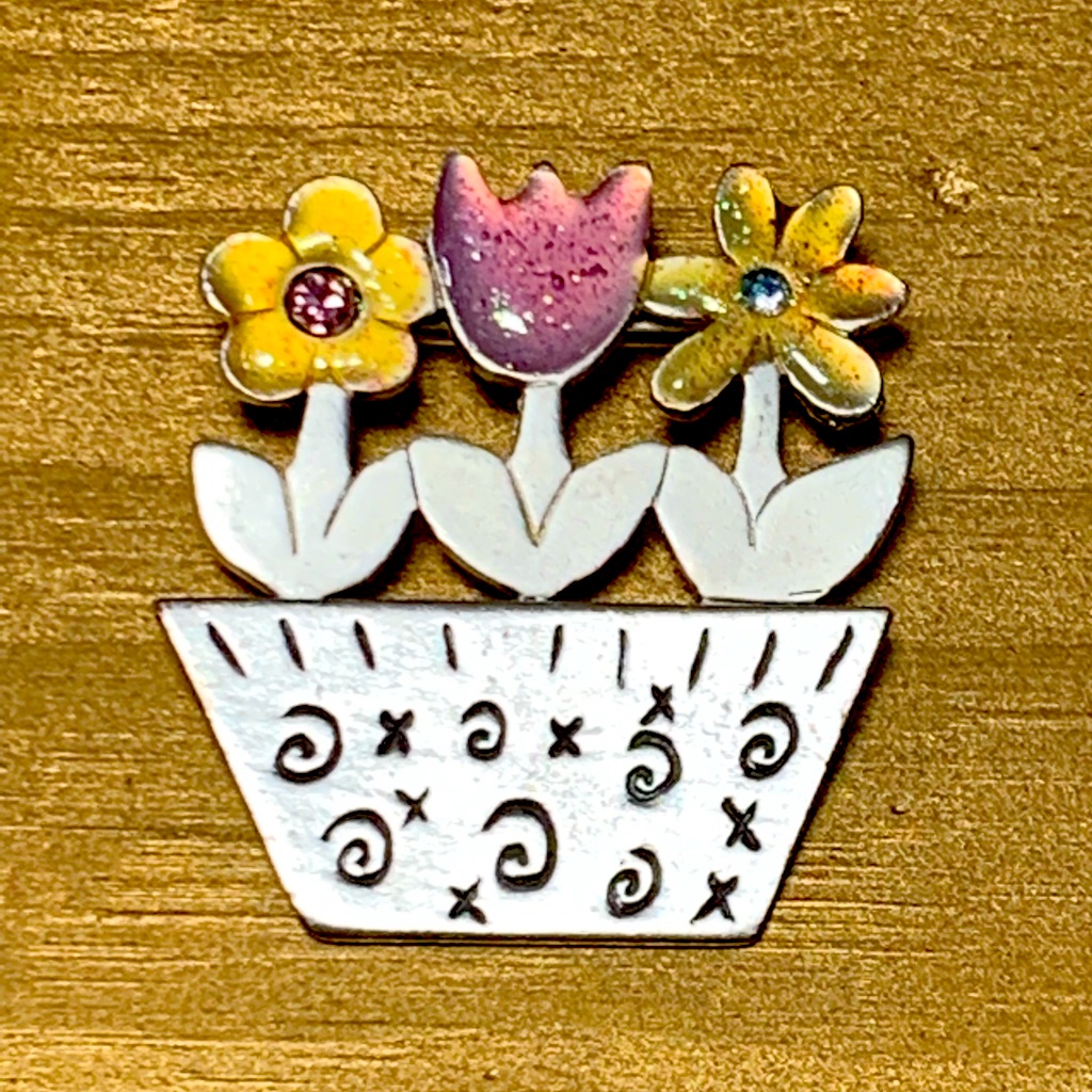 Ajmc Vintage Flower Pot Brooch 12$